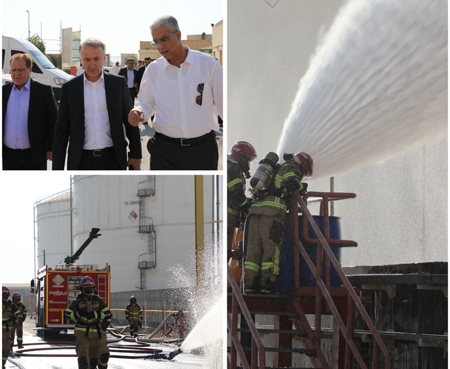 برگزاری مانور جلوگیری از نشت متانول و امداد و نجات مصدوم با حضور مدیر عامل شرکت شستان